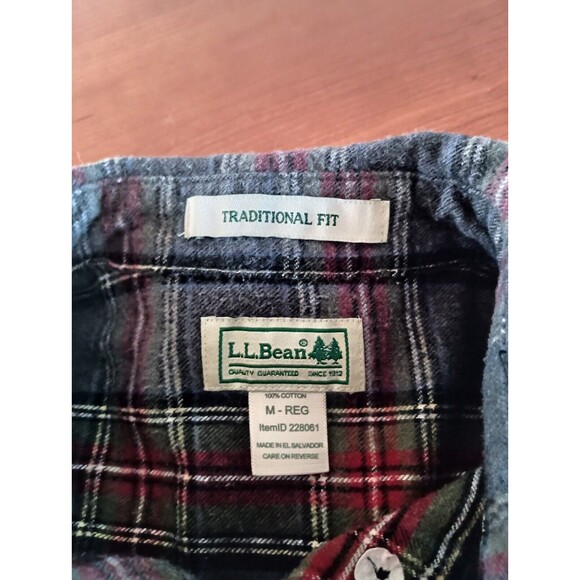 LL Bean Flannel Shirt Mens Medium Plaid Long Sleeve Colorful 228061 Traditional - Picture 2 of 10